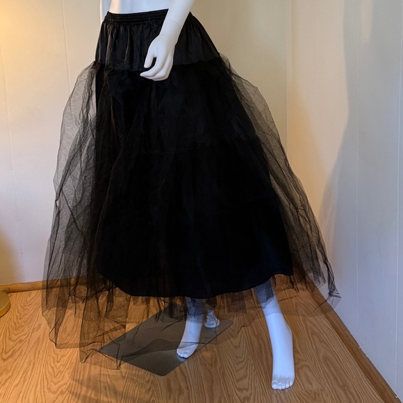 Goth, Blk, Balletcore Crinoline, Maxi Drawstring Skirt, Medium - Picture 1 of 6